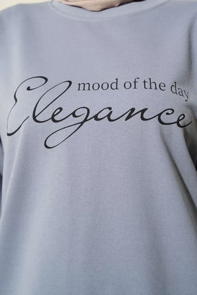 Elegance Baskılı İki İplik Tunik Kayrak Grisi - Resim 4