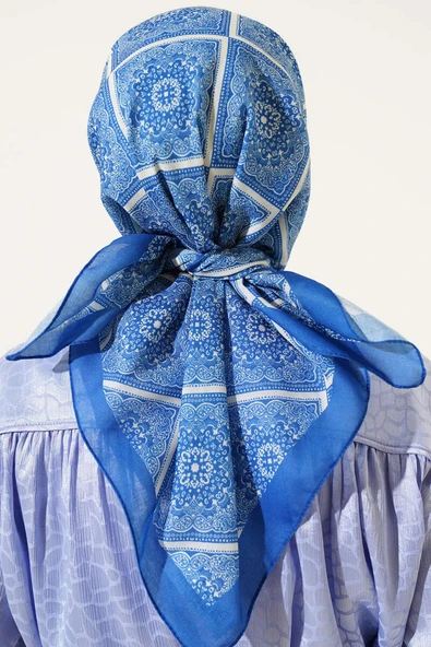 Batik Çini Desen Soft Eşarp İndigo - 3