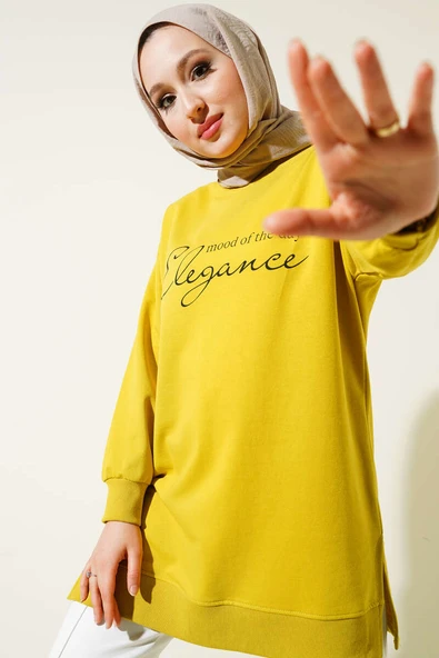 Elegance Baskılı İki İplik Tunik Yağ Yeşili ürün görseli 1