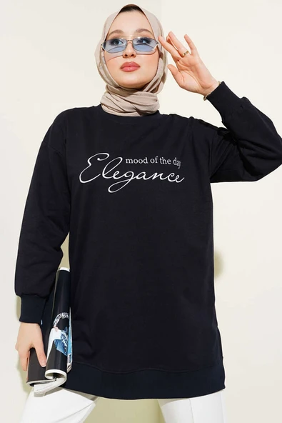 Elegance Baskılı İki İplik Tunik Lacivert - 2