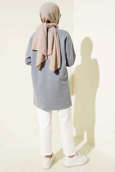 Elegance Baskılı İki İplik Tunik Kayrak Grisi - 3