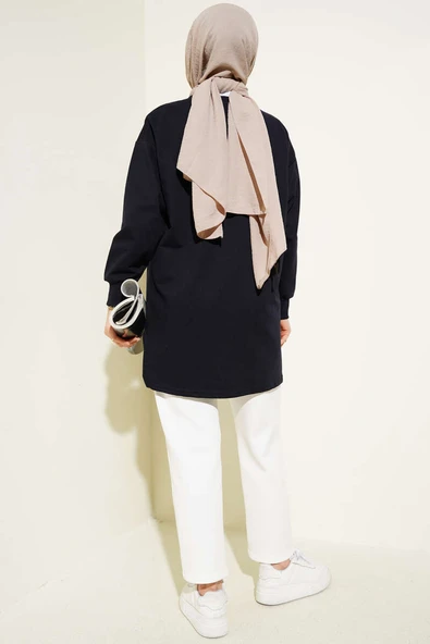 Elegance Baskılı İki İplik Tunik Lacivert - 3