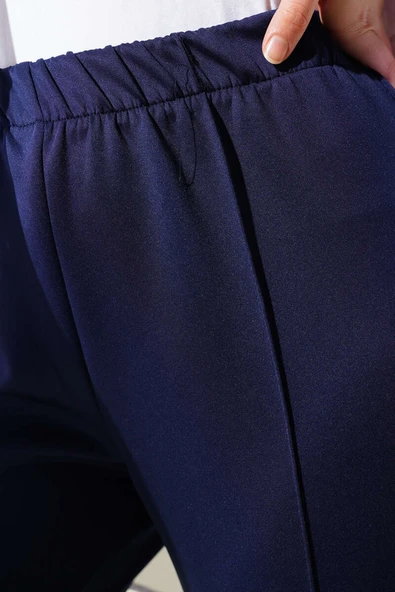 Çımalı Dar Paça Scuba Pantolon Lacivert - Resim 4
