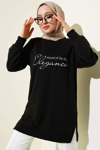 Elegance Baskılı İki İplik Tunik Siyah - Resim 2