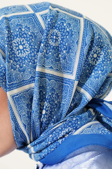 Batik Çini Desen Soft Eşarp İndigo - 4