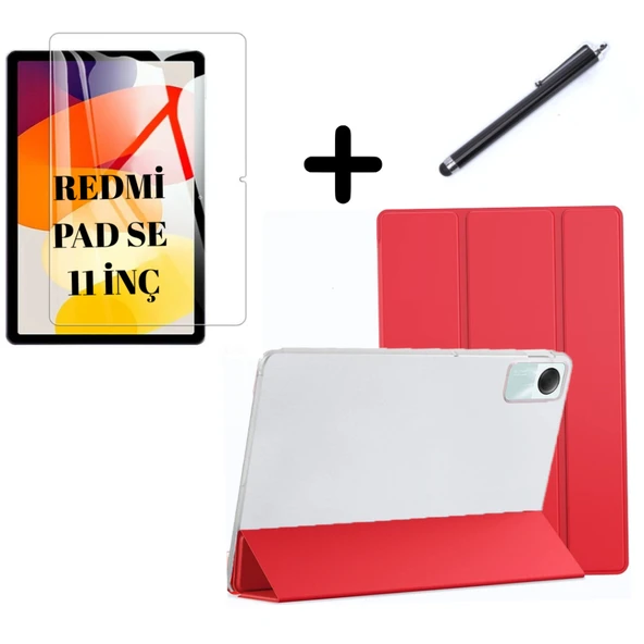Xiaomi Redmi Pad SE 11inç Kılıf SET PU Deri Smart Tablet Kilifi Ekran Koruyucu + Kalem - 9