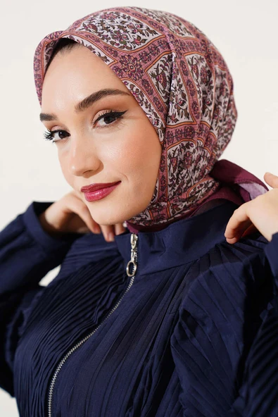 Sarmaşık Çiçekli Bambu Eşarp Bordo