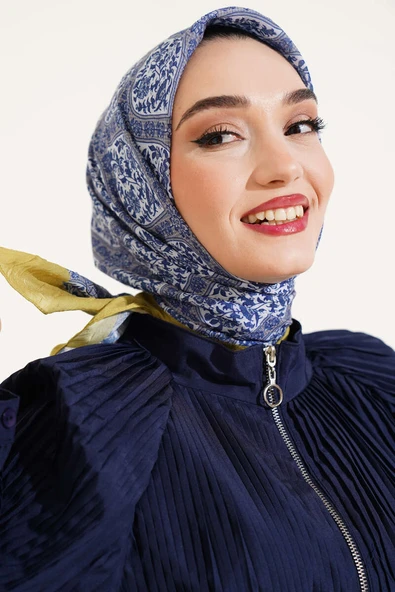 Sarmaşık Çiçekli Bambu Eşarp Yağ Yeşili