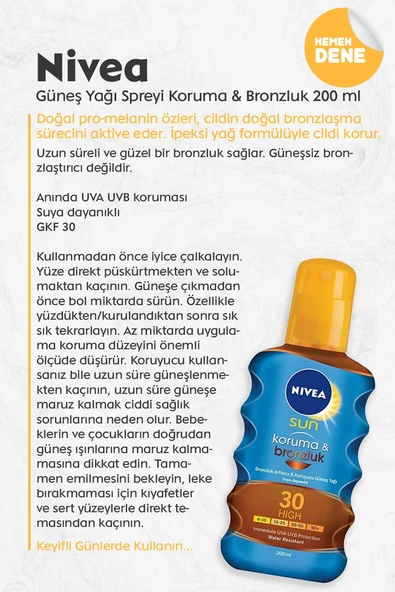 Nivea Sun Koruma & Nem 30 Faktör Güneş Spreyi 200 ml - 2