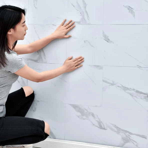 Bs1751 Shiny 30x60cm Kendinden Yapışkanlı Seramik Desen Duvar Paneli Banyo Wc Salon Ofis Karavan