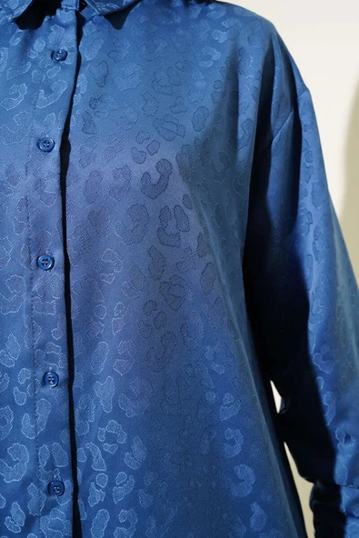 Leopar Desenli Jakar İkili Takım İndigo - Resim 4