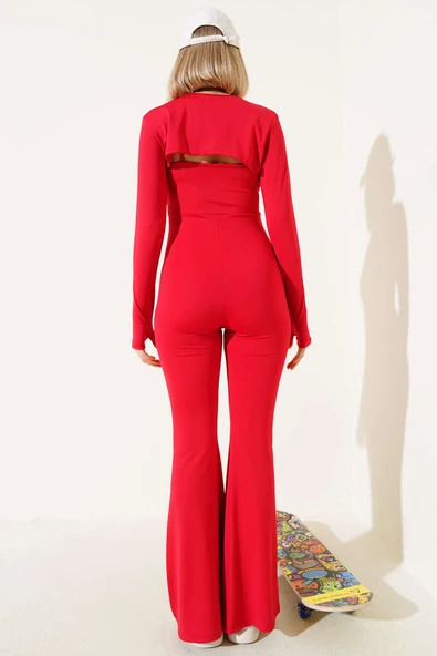 Askılı Scuba Tulum Kırmızı - Resim 3