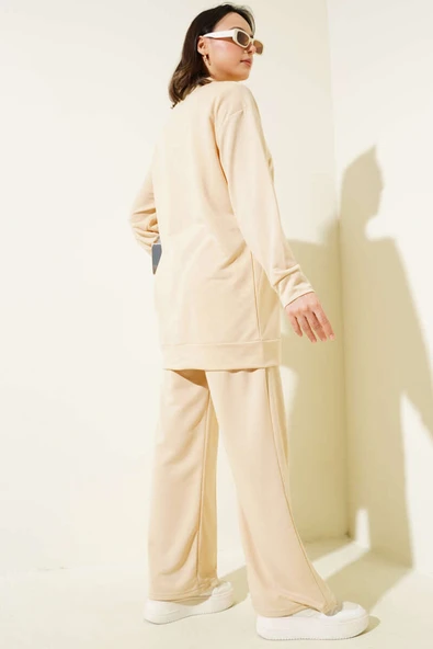 Önü Çımalı Basic İkili Takım Bej - Resim 3