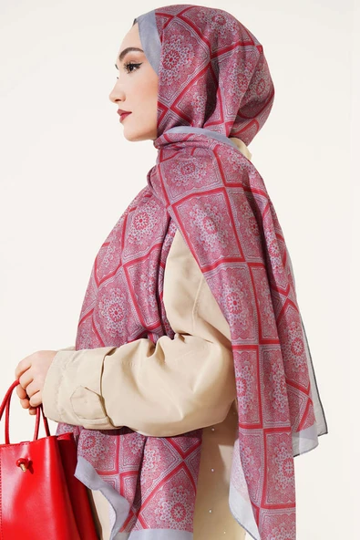 Batik Çini Desen Soft Şal Gri - Resim 3