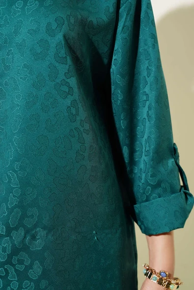 Leopar Desenli Jakar İkili Takım Yeşil - Resim 4