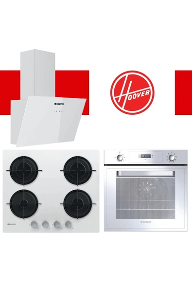 Hoover 3lu Beyaz Cam Ankastre Set (HOT3051WI/E FIRIN/HVW6MW SETUSTU OCAK/HDG6C1GWTK/1 DAVLUMBAZ)