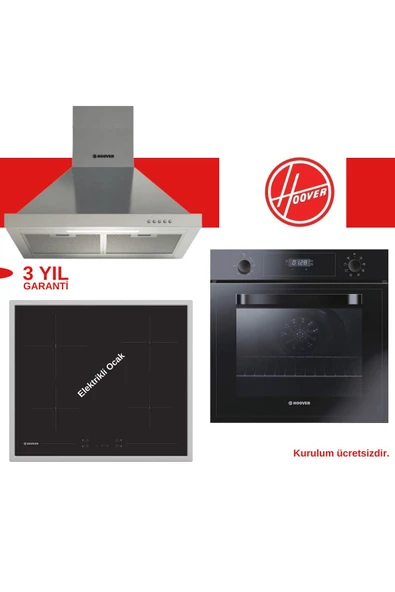 Hoover Elektrikli Siyah & İnox Piramit Ankastre Set ( 3051b-hh64fc-hch6mxtk )