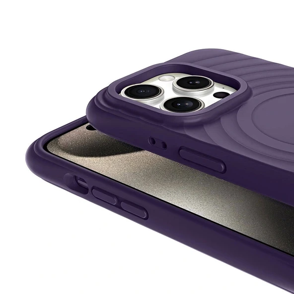 iPhone 15 Pro M-safe Şarj Özellikli Airbagli Mat Görünümlü Hepi Kapak - Resim 10