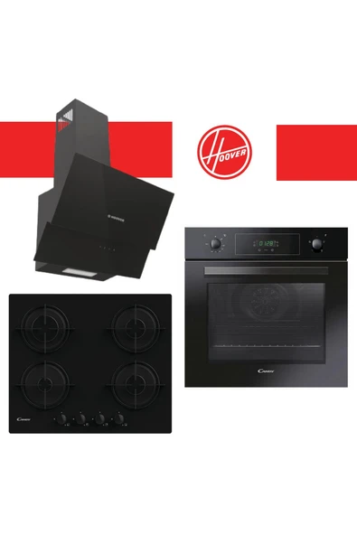 Hoover Canddy Dijital 3'lü Turbo Siyah Cam Ankastre Set