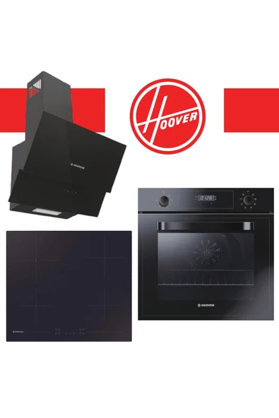 Hoover 3lü Ankastre Vitroseramik Elektrikli Set Siyah (HOT3051BI/E FIRIN-HH64CCB OCAK-HDG6C2GBTK DAVLUMBAZ)