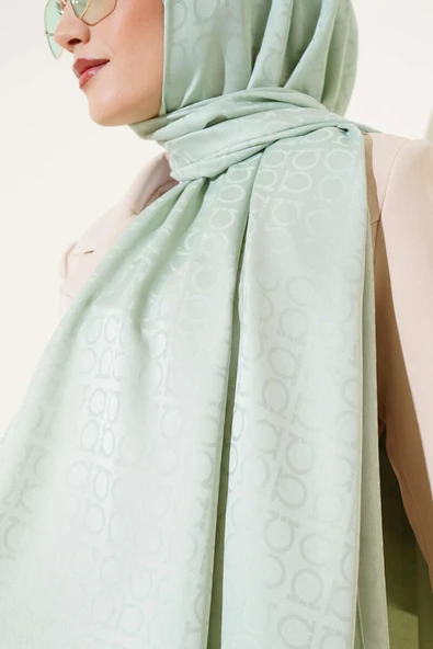 Omega Desen Jakar Şal Mint - Resim 4
