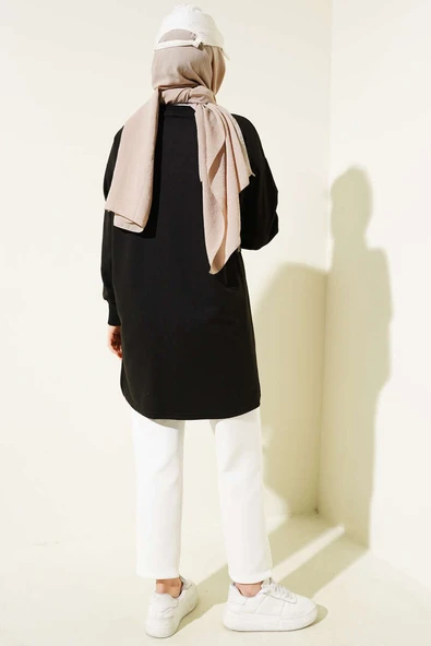 Kelebek Baskılı İki İplik Tunik Siyah - Resim 3