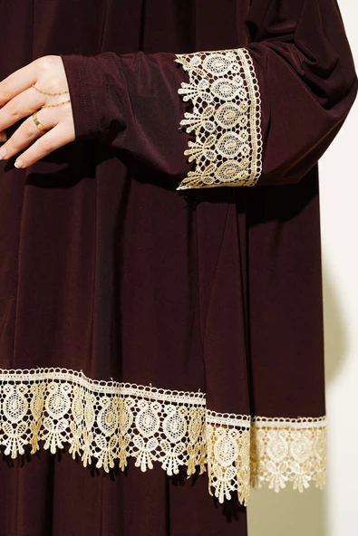 Dantelli Namaz Takımı Acı Kahve - 4