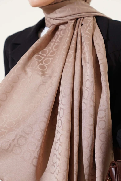 Omega Desen Jakar Şal Soft Kahve - Resim 4