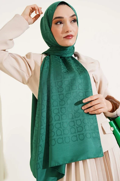 Omega Desen Jakar Şal Zümrüt - Resim 2