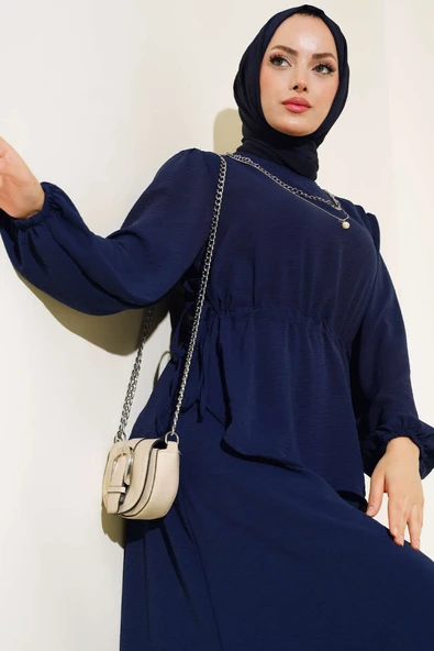 Bel Tünelli Etekli Ayrobin İkili Takım Lacivert - Resim 2