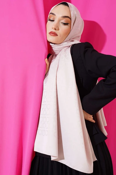 Omega Desen Jakar Şal Pudra ürün görseli 1