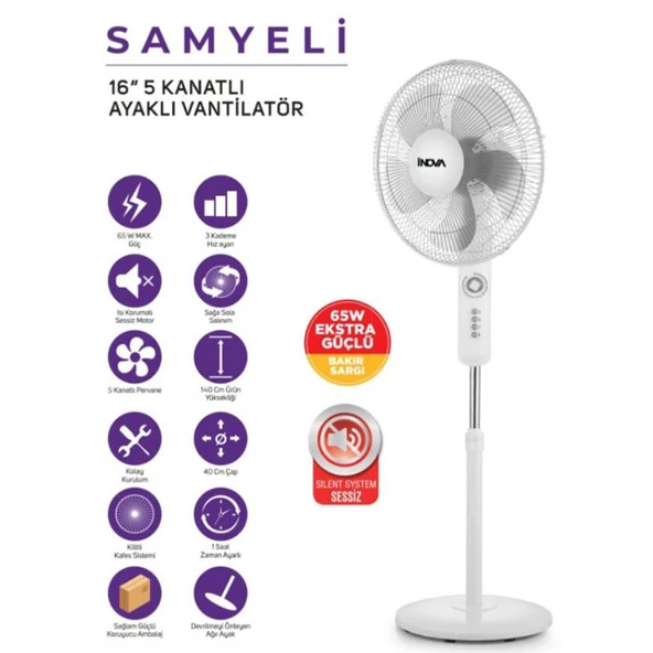 Inova Samyeli 16 inç Ayaklı Sanayi Tipi Vantilatör - 2