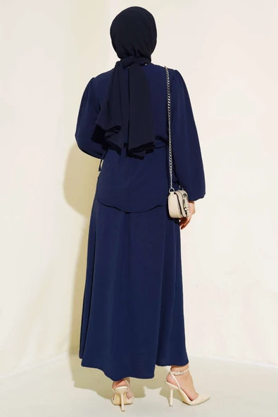 Bel Tünelli Etekli Ayrobin İkili Takım Lacivert - Resim 3