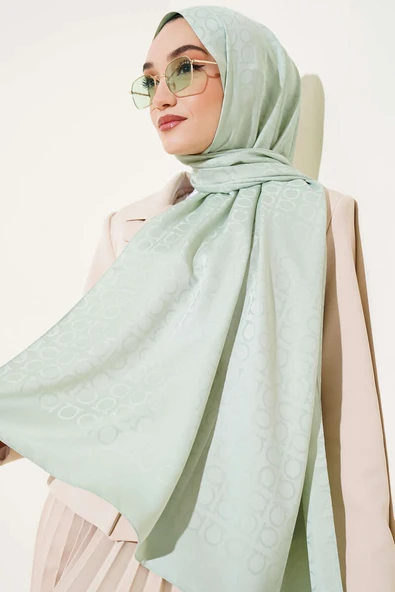 Omega Desen Jakar Şal Mint - Resim 2