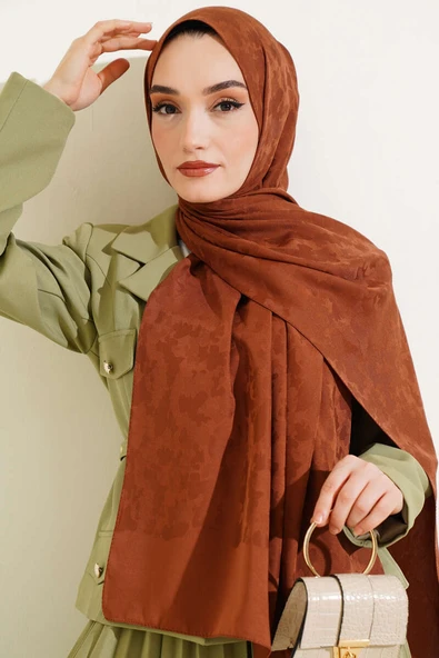 Kamuflaj Desen Jakar Şal Kahve - 2