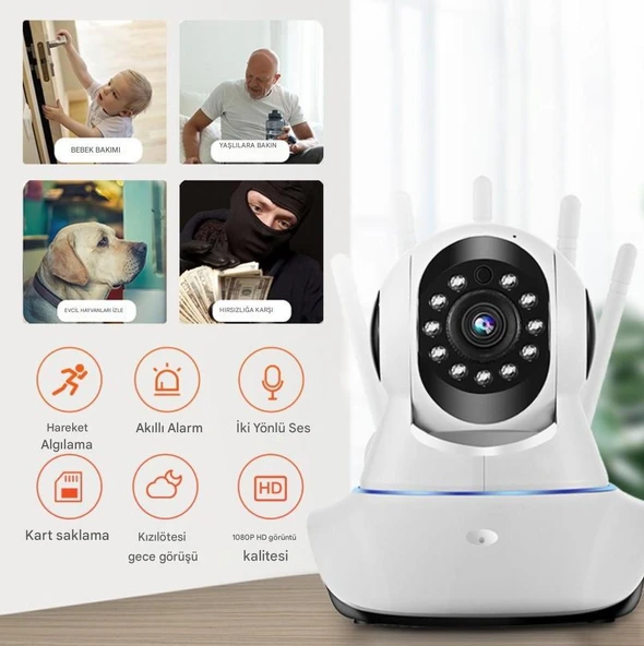360 Dönebilen Bebek Monitörü 10m Gece Görüşlü Hareket Algılama Sensörlü 2 Yönlü İnterkom  CMR11 - 5
