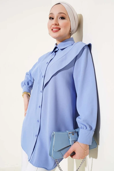 V Detaylı Gömlek Bebe Mavi ürün görseli 1