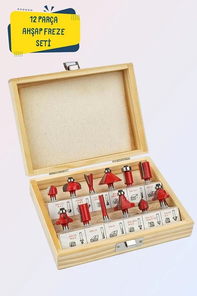 6mm Ahşap Freze Uç Seti 12 parça ürün görseli