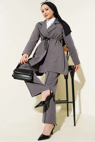 Bel Tünelli Biye Detaylı İkili Takım Füme ürün görseli 1