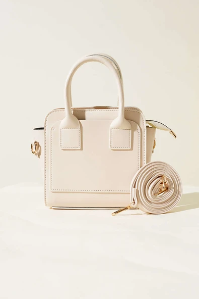 Kutu Model El Çanta Krem - Resim 2