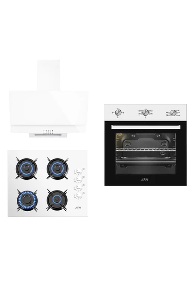 AFM tech White Zirkon 3'lü Cam Ankastre Set ( Fm7301w-fm2201w-fm3301w )