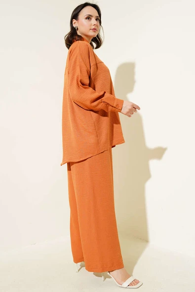 Çiçek Aksesuarlı Tunik İkili Takım Tarçın - Resim 3