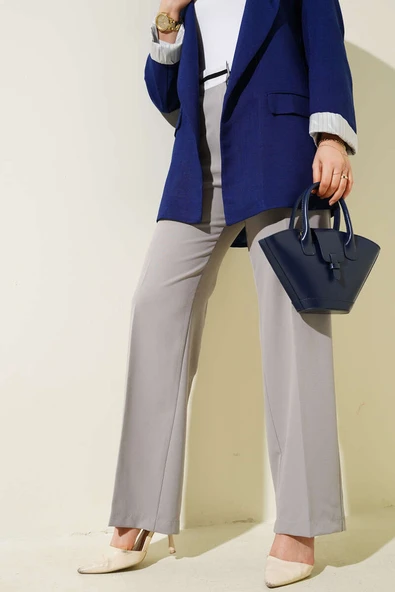 Bel Şeritli Palazzo Pantolon Taş ürün görseli 1