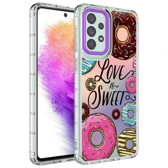 Samsung Samsung A23 Kılıf Kamera Korumalı Renkli Desenli Sert Silikon Korn Kapak