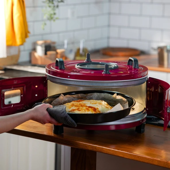 Akel Lambalı, Ön ve Üst Gözetlemeli, Termostatlı, Orta Boy Yuvarlak Davul Fırın AF30l - 6