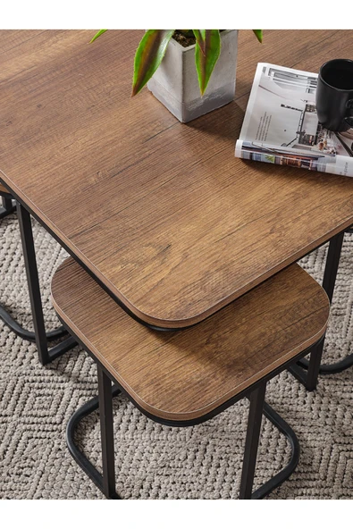 SEDAŞ LIVING UNITS PELİKAN 4+1 BAROK AHŞAP SİYAH METAL AYAK TAKIM SEHPA sedaş_lıvıng_unıts_sehpa - 3