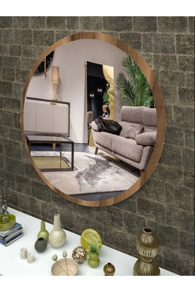 SEDAŞ LIVING UNITS Dekoratif Yuvarlak Antre Hol Koridor Duvar Salon Mutfak Banyo Wc Ofis Aynası 50 cm