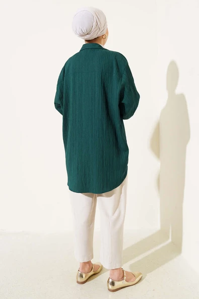 Önü Bağlamalı Krinkıl Kimono Zümrüt - 3