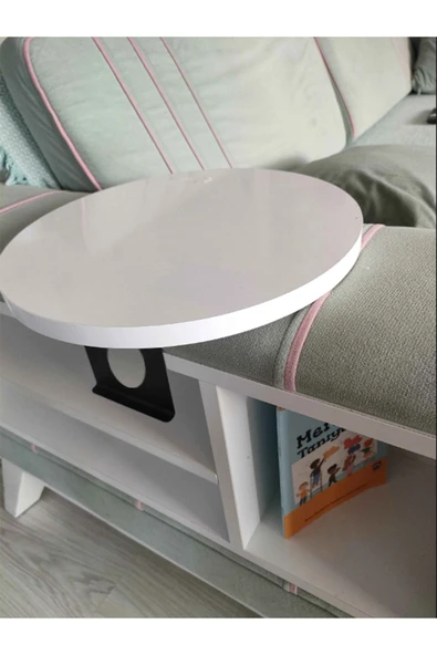 SEDAŞ LIVING UNITS Beyaz Yan Sehpa Koltuk Yanı Sehpa Ayarlanabilir Tepsi 34 Cm Genişlik Dekoratif Modern Tepsi - 3