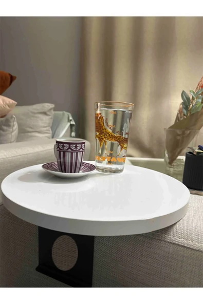 SEDAŞ LIVING UNITS Beyaz Yan Sehpa Koltuk Yanı Sehpa Ayarlanabilir Tepsi 34 Cm Genişlik Dekoratif Modern Tepsi